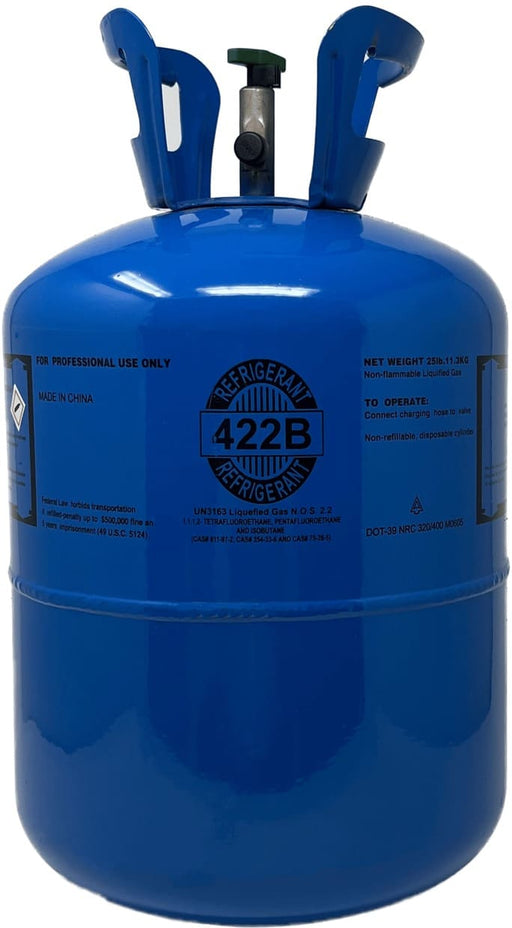 R-422B NU-22B refrigerant cylinder – non-ozone depleting R-22 alternative for AC systems.
