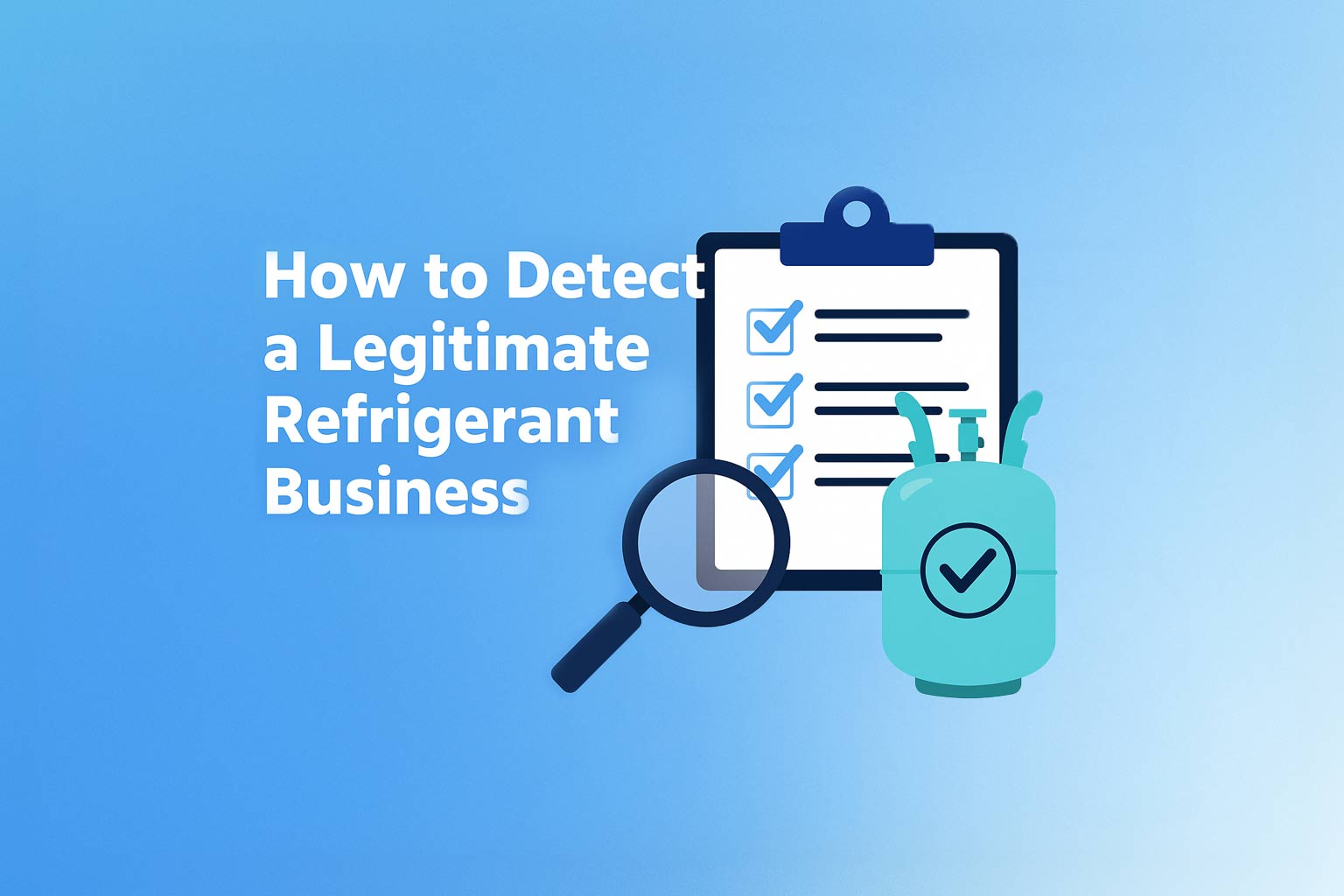 Cover image with modern design showing refrigerant industry compliance and trust, used for the blog How to Detect a Legitimate Refrigerant Business