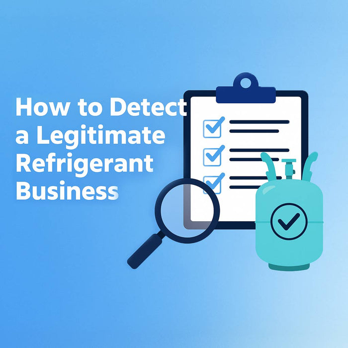 Cover image with modern design showing refrigerant industry compliance and trust, used for the blog How to Detect a Legitimate Refrigerant Business