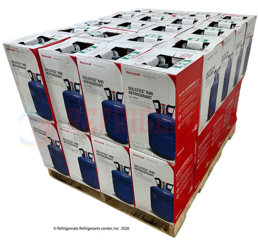 Pallet of Honeywell Solstice R407C refrigerant boxes