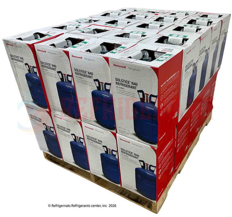 Pallet of Honeywell Solstice R407C refrigerant boxes