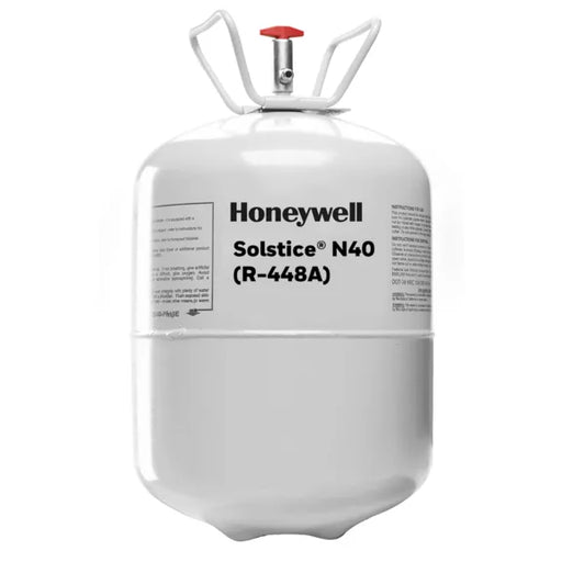 A branded cylinder of R-448A refrigerant used in low and medium temperature refrigeration systems, offering high energy efficiency and reduced GWP.