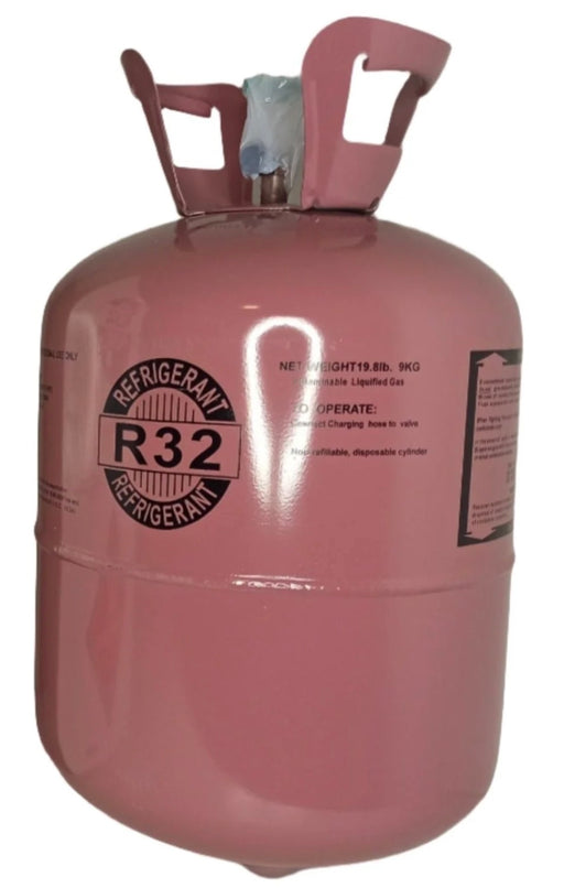 Pink R-32 refrigerant cylinder