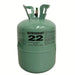 Green refrigerant canister labeled 'Refrigerant 22' on a white background