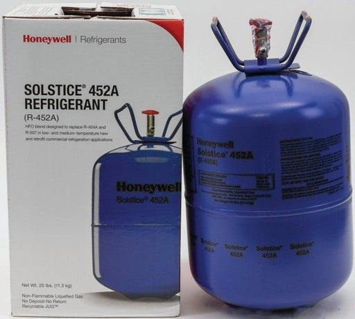 Cylinder of Solstice 452A (R-452A) refrigerant for low and medium temperature refrigeration systems.